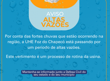 Aviso - Altas Vazões
